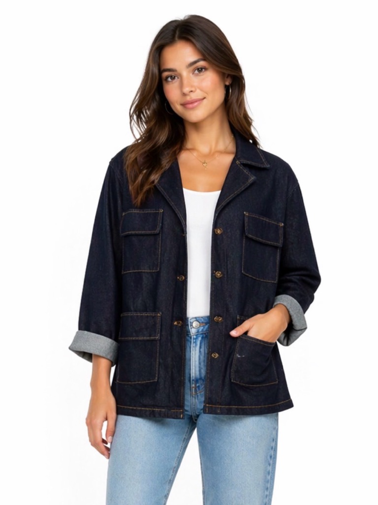 $120 - Nwt Lioness Dark Wash Denim Utility Jacket Nwt Size M